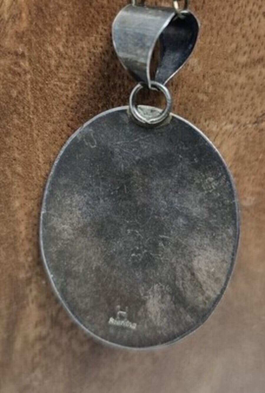 HL Herman Lee Navajo Vintage Sterling Silver Pendant Black Onyx Cabochon Large - Picture 5 of 9